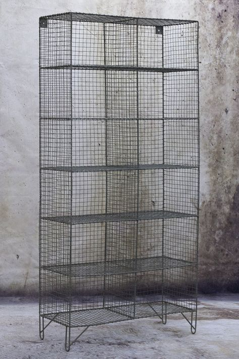 Wirework pigeon hole shelving unit. #vintage #furniture #shelves #metal #mesh #wire #TheWorldBeyondHK Mesh Furniture, Pigeon Hole, Furniture Shelves, Shelves Metal, Build Design, Interior Model, Mesh Storage, Spring Forest, Book Case