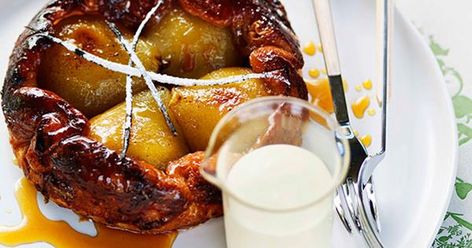 Australian Gourmet Traveller recipe for Pear tarte Tatin by Shannon Bennett, Vue de Monde Pear Tart Tatin Recipe, Pear Tarte Tatin Recipe, Fig Tarte Tatin, French Pear Tart, Gordon Ramsay Pear Tarte Tatin, Pear Tarte Tatin, Bistro Food, Sukkot, Pear Recipes