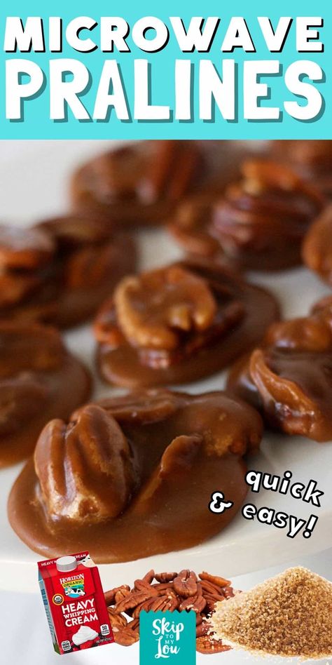 These easy microwave pralines are so good! There is plenty of time before the holidays to package up one of these tasty treats. Microwave Pralines Recipe Condensed Milk, Pralines Recipe Evaporated Milk, Microwave Pralines Recipe, Microwave Pralines, Pralines Recipe, Praline Recipe, Skip To My Lou, Pecan Pralines, Candy Recipes Homemade