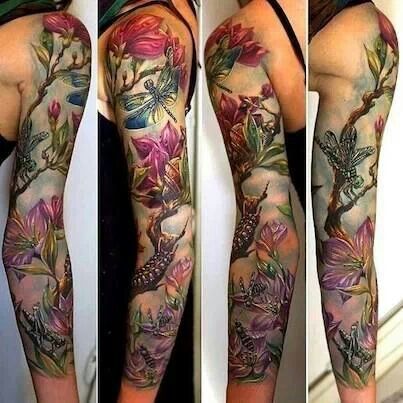 Background shading Mangas Tattoo, Nature Tattoo Sleeve, Full Sleeve Tattoo Design, Floral Tattoos, Tattoo Henna, Cat Tattoos, Floral Tattoo Sleeve, Tattoos Geometric, Geniale Tattoos