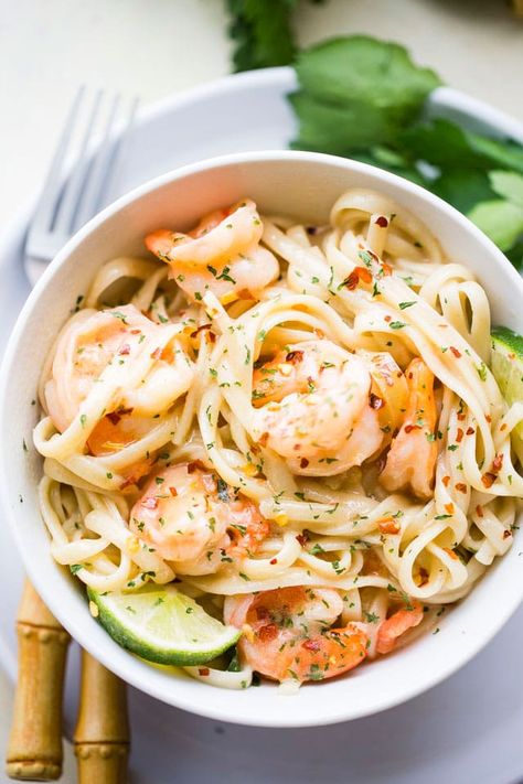 Coconut Lime Shrimp | Easy Shrimp Dinner Recipe with Noodles or Rice Lime Sauce For Shrimp, Coconut Lime Sauce, Coconut Lime Shrimp, Sauce For Shrimp, Bean Food, Lime Shrimp Recipes, Baked Coconut, Lemon Shrimp, Fall Instagram