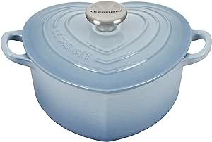 Le Creuset Signature Enameled Cast Iron Figural Heart Cocotte, 2 Quart, Coastal Blue with Stainless Steel Knob Le Creuset Blue, Tea Pottery, Enameled Cast Iron, Coastal Blue, Le Creuset, Blue Heart, Affiliate Links, Amazon Finds, Knife Block