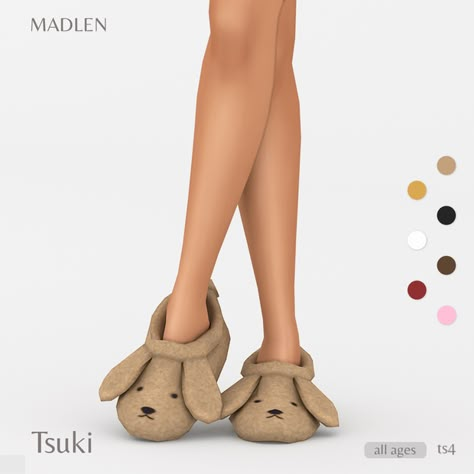 Tsuki Slippers | Madlen on Patreon Sims 4 Iphone 13 Pro Max Cc, Clothes Cc, Die Sims 4, Slippers Cute, Sims 4 Cas Mods, Sims Packs, The Sims 4 Pc, Cc Clothes, Puppy House