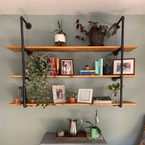 Allisan 3 Tier Farmhouse D.I.Y Iron Pipe Shelf Wall Mount Open Shelf (Wooden board not included) Iron Pipe Shelves, Pipe Shelving, Pipe Shelf, Industrial Pipe Shelves, Home Office Bar, Outdoor Kitchen Grill, Bookshelf Storage, Shelves Wall, Pipe Shelves