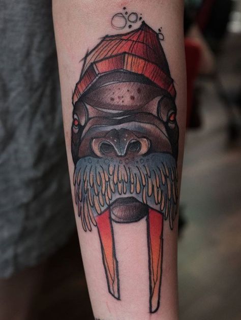 Walrus Tattoo, Cartoon Walrus, Drink Tattoo, Inspiration Tattoos, Drawings Photography, Tattoo Arm, Leg Sleeve, Music Tattoos, Leg Sleeves