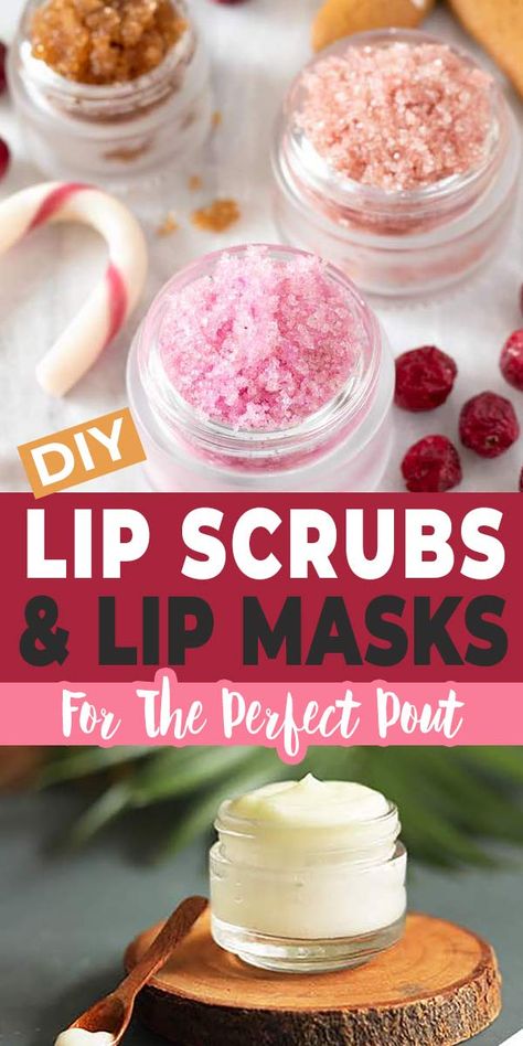 Homemade Lip Mask, Lip Butter Recipe, Diy Lip Scrubs, Diy Lip Mask, Diy Lip Scrub, Lip Masks, Natural Hair Growth Remedies, Lip Scrub Recipe, Herbs For Hair