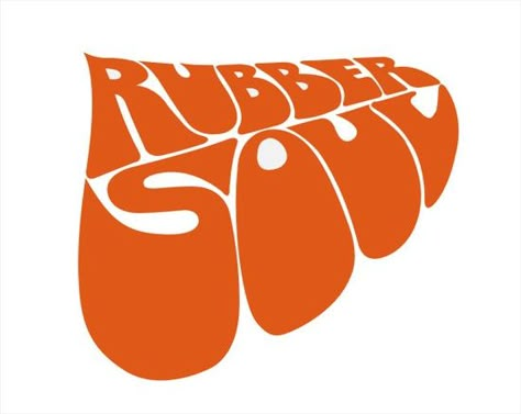 THE BEATLES Rubber Soul Font Logo Typeface Orange 70s Logos, 70s Typography, Rubber Soul Beatles, 70s Font, Letterpress Type, Rubber Soul, Band Logos, Retro Designs, Vintage Fonts