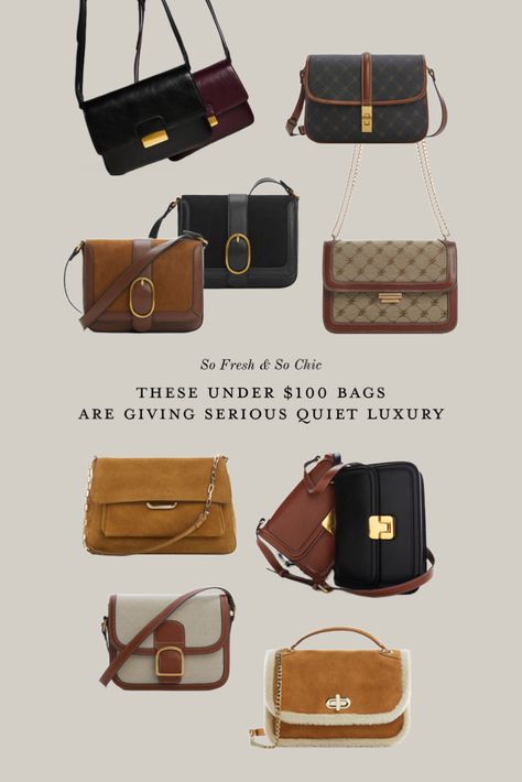 Popular Crossbody Purses 2023, Affordable Luxury Bags, Ralph Lauren Bag Outfit, Mango Bag Outfit, Quiet Luxury Purse, Brown Monogram Shoulder Bag, Designer Crossbody Bags 2023, Brown Crossbody Bag Outfit, Quiet Luxury Handbags