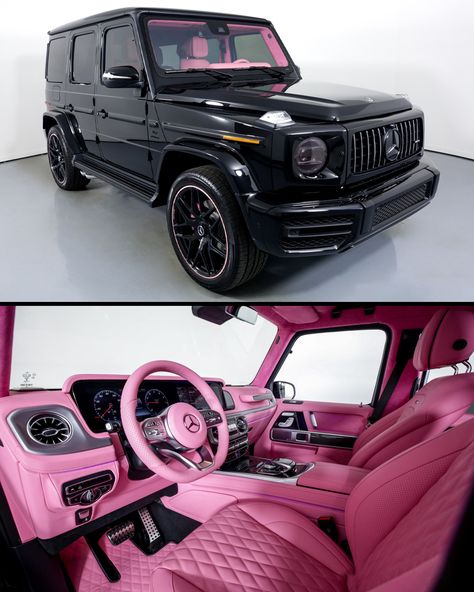 Mercedes G Wagon Interior Pink, Black Mercedes Benz Pink Interior, Pink Interior G Wagon, Black G Wagon Pink Interior, Pink G Wagon Mercedes Benz, G Wagon Pink Interior, Pink Mercedes G Wagon, Mercedes Gls 63 Amg, Pink G Wagon