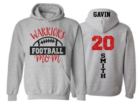 Glitter Football Mom Hoodie | Football Hoodie | Football Bling | Football Spirit Wear |  Customize Team & Colors by GavinsAllyeDesigns on Etsy Glitter Football Shirts, Homecoming Football, Football Hoodies, Band Mom Shirts, Football Spirit, Senior Football, Hoodie Customize, Soccer Hoodies, Baseball Tee Shirts