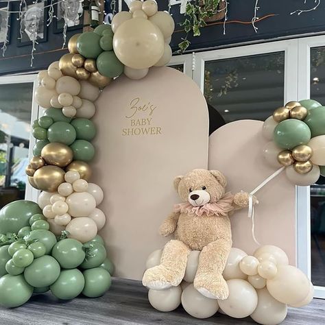 White Sand Balloon Arch Kit Sage Green Gold Balloon Garland Baby Shower Birthday Party Wedding Pink Bear Baby Shower, Teddy Bear Baby Shower Decorations, Shower 2023, Gender Reveal Baby Shower Themes, Baby Shower Decorations Neutral, Baby Shower Invites Neutral, Bear Baby Shower Theme, Teddy Bear Party, Baby Shower Cakes Girl