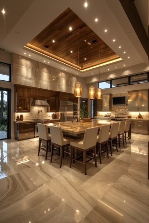 29 Modern Luxury Kitchen Ideas for a High-End Look Kitchen Living Dining Area Open Plan, Huge Luxury Kitchen, Large Kitchen With Dining Area, Luxury Kitchen And Dining Room, Kitchen With Family Room Open Concept, Large Open Kitchen And Living Room, Dining Area Design Modern Luxury, Mansion Interior Kitchen, Dream Kitchen Design Luxury