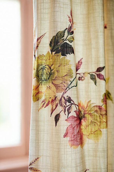 A romantic floral print lends feminine charm for a cozy bedroom or home office. Light Control : light filteringReady to unveil the secrets to choosing and hanging curtains? Read our guide so you can easily find the perfect styles for your home, sweet home. For ordering assistance and more, please contact us. For aesthetic advice and tips to help decorate your space, enjoy our complimentary home styling services. | Zosia Curtain by Anthropologie, Size: 50X84, Cotton French Country Curtains Living Room, Craftsman Curtains, Home Office Light, Farmhouse Living Room Curtains, Cottage Curtains, Floral Drapery, Office Light, Zen Bedroom, Romantic Floral Print