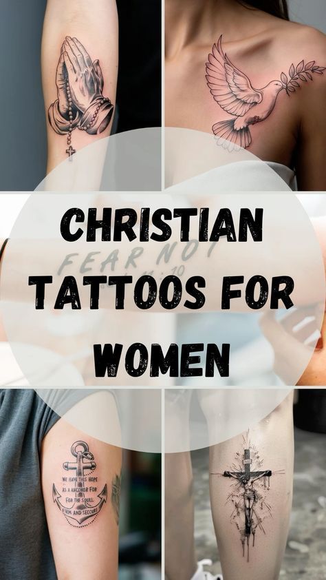 This collection of Christian tattoos for women features designs that beautifully express faith and devotion. From crosses and Bible verses to symbolic imagery like doves and angels, these tattoos offer a meaningful way to wear your beliefs proudly. Perfect for those looking to incorporate their spirituality into their body art with elegant and inspiring designs. Raise A Hallelujah Tattoo, Grace Of God Tattoo, Child Of God Tattoo For Women, Jesus Tattoos For Women, Feminine Christian Tattoos, Christian Sleeve Tattoos For Women, Biblical Tattoos For Women Sleeve, Jesus Tattoo For Women, God Tattoos For Women