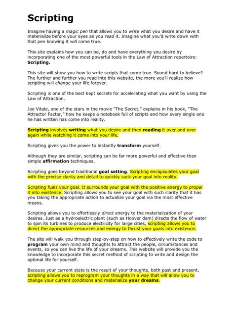 Scripting - Law of Attraction - Free download as Word Doc (.doc / .docx), PDF File (.pdf), Text File (.txt) or read online for free. How To Do Scripting Law Of Attraction, Scripting Prompts Law Of Attraction, Scripting Ideas Law Of Attraction, Scripting Examples Manifest, Act As If Law Of Attraction, Scripting Template Manifesting, Manifestation Scripting Examples, Scripting Manifestation Journal Example, How To Script Manifestation