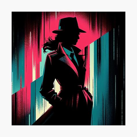 Get my art printed on awesome products. Support me at Redbubble #RBandME: https://www.redbubble.com/i/photographic-print/Private-Detective-Woman-Figure-neo-noir-neon-by-RESToRAPTOR/157912745.6Q0TX?asc=u Neo Noir Aesthetic, Detective Woman, Woman Detective, Detective Noir, Streets Of Fire, Noir Aesthetic, Noir Detective, Neon Noir, Private Detective