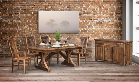 Shop the look - Stretford Dining Collection  Liking this look? Recreate it in your own dining room! This quality made furniture is a real treat to own. Unique Dining Tables, Barnwood Furniture, Dining Room Spaces, Dining Room Seating, Old Barn Wood, Extension Table, Amish Furniture, Furniture Care, Wood Bench