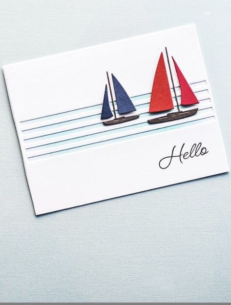 Sailboat Craft, Boat Card, Memory Box Cards, Memories Box, Memory Box Dies, Nautical Cards, Beach Cards, Masculine Birthday Cards, Scrapbooking Photo