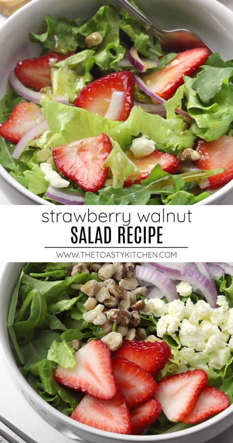 Wholesome Salads, Unique Salads, Strawberry Walnut Salad, Walnut Salad Recipe, Yum Salad, Spring Dinners, Homemade Balsamic Vinaigrette, Unique Salad, Keto Salads