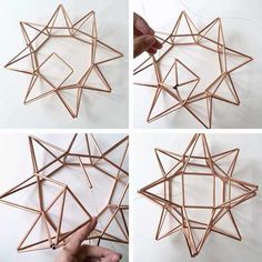 Complete First Side for DIY Copper Moravian Star Pendant Light Fixture Moravian Star Pendant Light, Star Pendant Light, Himmeli Diy, Star Pendant Lighting, Moravian Star, Diy Copper, Reading Diy, Copper Decor, Geometric Lighting