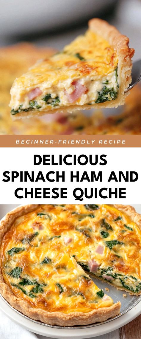 Image for Delicious Spinach Ham and Cheese Quiche Dinner Quiche Recipes Crustless, Chicken And Spinach Quiche, Quiche Crockpot Recipes, Easy Spinach Cheese Quiche, Cheesy Quiche Recipe, Dinners Using Ham, Spinach And Cheese Quiche Recipes, Spinach Quiche Recipes Easy Pie Crusts, Crustless Ham And Swiss Quiche