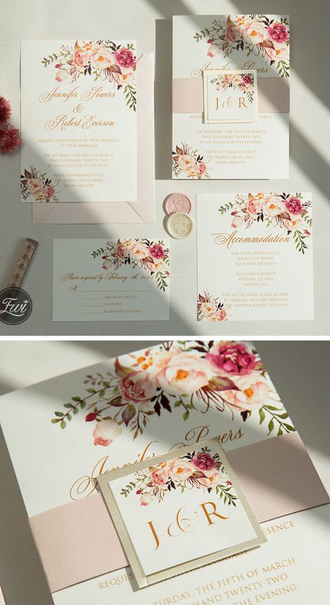 Flowery Invitations, Invitation Wedding Card Design, Unique Wedding Card Design, Unique Invitation Ideas, Wedding Invitations Flowers, Affordable Blush, Wedding Invitations Vellum, Wedding Invitation Flower, Wedding Invitations Floral