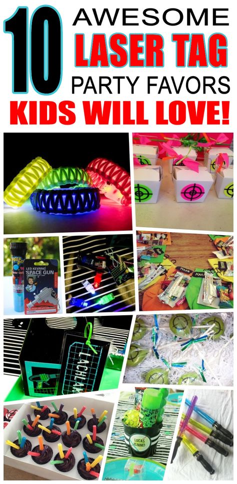 Great laser tag party favors kids will love. Fun and cool laser tag birthday party favor ideas for children. Easy goody bags, treat bags, gifts and more for boys and girls. Get the best laser tag birthday party favors any child would love to take home. Loot bags, loot boxes, goodie bags, candy and more for laser tag party celebrations. Laser Tag Party Favors, Laser Game, Boys Birthday Party Favors, Awesome Party Favors, Laser Tag Birthday Party, Laser Tag Party, Party Favor Ideas, Laser Tag Birthday, Nerf Party