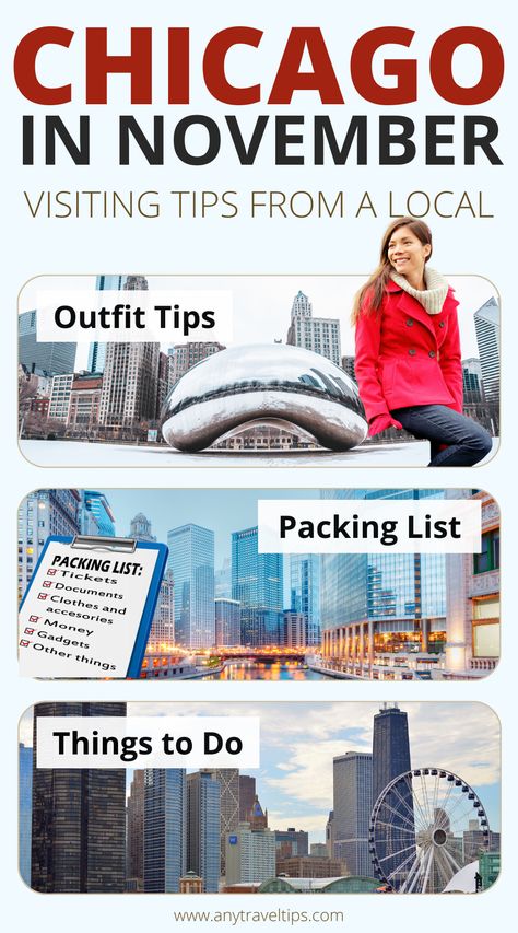 Essential visiting tips for Chicago in November: Weather insights (how cold is it?), outfit tips (what to wear), packing tips, and the best things to do. From a local! Chicago Outfit In November, Chicago November Outfits Women, Chicago Fashion Fall 2023, Outfits To Wear In Chicago Winter, Outfit Ideas For Chicago Winter, November Chicago Outfit, Chicago Fall Outfits 2023, How To Dress In Chicago Winter, Chicago Outfit November