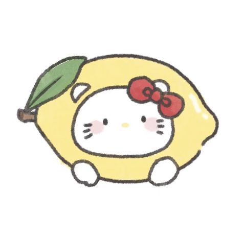 Artist : 小粉花纸巾 ( 小红书 ) 🫐 YesStyle CODE : EVAAA333 Lemon Pfp Aesthetic, Diy Cards For Boyfriend, Hello Kitty Icons, Hello Kitty Food, Hello Kitty Dear Daniel, 심플한 그림, Hello Kitty Printables, Fruits Drawing, Shrink Art