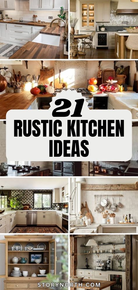 Save this pin for rustic kitchen inspiration to elevate your culinary experience at home. Discover unique design ideas and functional layouts to create your dream kitchen! #KitchenDecor #HomeInspo #RusticDesign Natural Wood Farmhouse, Rustic Kitchen Ideas, Rustic Kitchens, Natural Wood Kitchen, Farmhouse Sinks, Rustic Kitchen Island, Handcrafted Tile, Charming Kitchen, Rustic Modern Kitchen