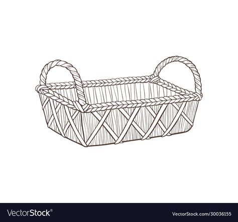 Paper Model Architecture, Ninjago Oc, Background Sketch, Model Architecture, Basket Drawing, Boho Basket, Line Art Style, Bamboo Basket, Sketch Illustration