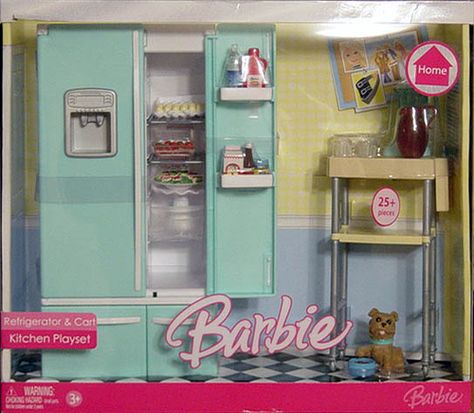 Barbie Home Refrigerator and Cart Kitchen Playset by Mattel Barbie Refrigerator, Barbie Home, Barbie Kitchen Set, Barbie House Furniture, Kitchen Playset, Barbie Playsets, Accessoires Barbie, Barbie Doll Set, Barbie Sets