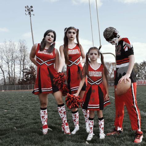 Zombie Apocalypse Halloween Costume, Zombie Family Costumes, Zombie Nurse Costume, Football Player Halloween, Zombie High, Zombie Cheerleader Costume, Zombie Nurse, Zombie Cheerleader, Zombie Clothes