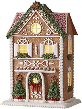 House With Trees, Clay Dough, Gingerbread House Designs, Raz Imports, Gingerbread Crafts, Gingerbread Village, Gingerbread House Decorations, Green Garland, Christmas Gingerbread House