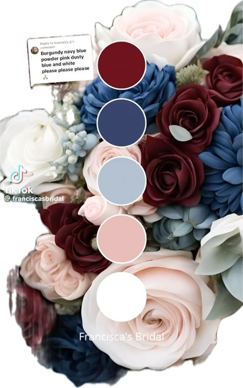 Dust Blue And Burgundy Wedding, Maroon And Navy Wedding Theme, Burgundy Pink And Blue Wedding, Navy Burgundy And Blush Wedding, Burgundy And Blue Wedding, Maroon Color Palette, Navy Wedding Theme, Pink And Burgundy Wedding, Navy And Burgundy Wedding