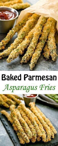 BAKED PARMESAN ASPARAGUS FRIES - Recipe Notes Parmesan Asparagus Baked, Asparagus Recipes Baked, Parmesan Asparagus, Asparagus Fries, Asparagus Recipes, Baked Asparagus, Asparagus Recipe, Veggie Dishes, Parmesan Cheese