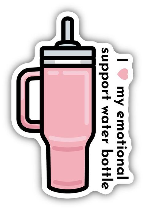 Stickers Northwest - I Love my Emotional Support Pink Water Bottle Sticker Sticker #sticker Stickers #stickers freesticker #freesticker freestickers #freestickers free download sticker #freedownloadsticker 8.123 Fun Stickers Design, Emotional Stickers, Cool Stickers Aesthetic, Cute Stickers Ideas, Cute Pink Design, Sticker Cricut, Sticker For Planner, Emotional Support Water Bottle, Sticker Design Ideas