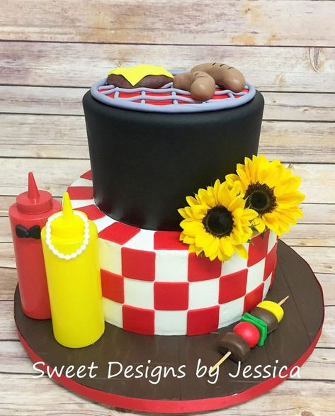 Bbq Gender Reveal Cake, I Do Bbq Cake Ideas, Bbq Theme Cake, Baby Q Cake Ideas, Bbq Cake Ideas, Bbq Baby Shower Cake, I Do Bbq Cake, Outdoor Bbq Ideas, Barbecue Cake