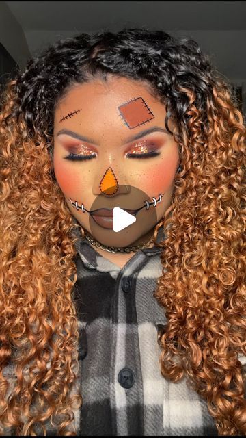 Kelly Hernandez on Instagram: "EASY scarecrow glam makeup🌾👨🏼‍🌾✨🎃 

save this tutorial for later🤭 and tag me in any recreations! I’d love to see and show some love💗 

products used:
🎃@mehronmakeup white cream makeup 
👨🏼‍🌾@plouise_makeup_academy worldie palette
✨@juviasplace egypt flare lashes 
🌾@lawless med/dark brow wax 
🎃@colourpopcosmetics pretty fresh foundation in medium dark 120W 
👨🏼‍🌾@maybelline fit me powder in 310 sun beige
🌾@nyxcosmetics black brow tint pen
🎃@onesize medium 4 butter silk concealer 
✨colourpopcosmetics butcherson hocus pocus 2 mascara 
🌾@colourpopcosmetics lovefool eyeliner 
🎃@milkmakeup outerspace eyeliner
👨🏼‍🌾@pudaiercosmetics freckil pen 
✨@colourpopcosmetics it girl glossy lip
🌾@juviasplace caramel cream bronzer
🎃@colourpopcosmetics gol Easy Scarecrow Makeup Tutorial, Scarecrow Makeup Pretty, Scarecrow Makeup Tutorial, Scarecrow Makeup Halloween, Cute Scarecrow Makeup, Easy Scarecrow Makeup, Pretty Fresh Foundation, Scarecrow Halloween Makeup, Maybelline Fit Me Powder