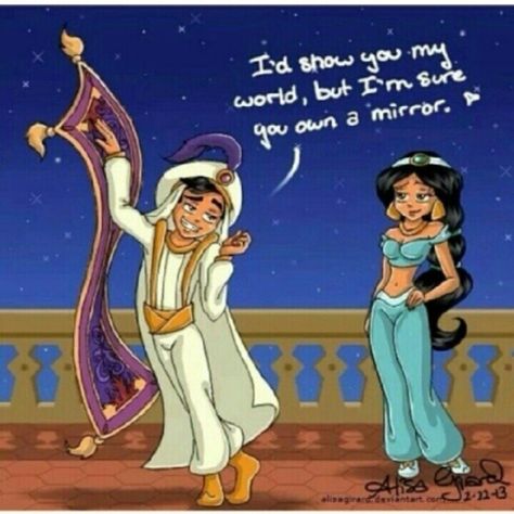 Awh Aladdin and Jasmine Disney Pick Up Lines, Funny Pick, Pick Up Line, Pick Up Lines Cheesy, Pick Up Lines Funny, Disney Aladdin, Pick Up Lines, Disney And Dreamworks, Disney Love