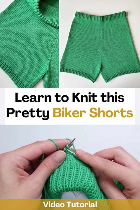 Learn how to make these cute biker shorts! With this video tutorial, you will be able to learn how to knit these biker shorts in a very easy way. The creator of this video teaches how to make them step by step and thanks to this the result of your fabric can be perfect, you just have to follow her instructions.Knitting is an incredible way to pass the time! Choose the color of yarn that you like the most and start making these cute biker shorts. Cute Biker Shorts, Shorts Pattern Free, Summer Knitting Patterns, Knitted Shorts, Learn To Knit, Beginner Knitting Patterns, Diy Shorts, Diy Clothes Design, Learn How To Knit