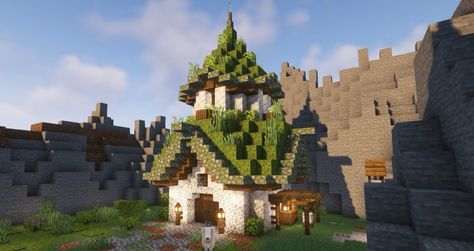 Roof Minecraft, Moss Roof, Minecraft Underground, Minecraft Kingdom, Mc Builds, Minecraft Inspiration, Minecraft Medieval, A M, Minecraft Inspo