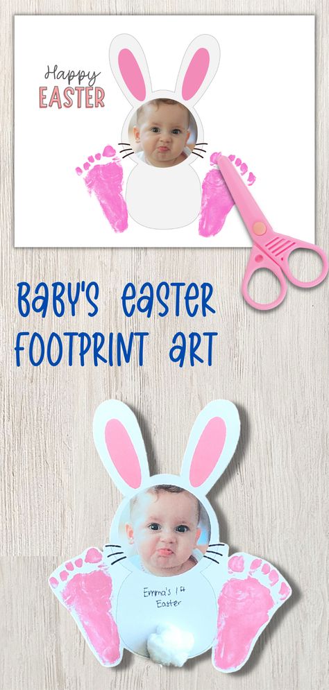 Easter Gifts For Parents From Preschoolers, 3d Art For Infants, Newborn Easter Craft Ideas, Baby Easter Cards, Easter Bunny Baby Craft, Easter Baby Craft Ideas, Easter Artwork For Toddlers, Infant Easter Projects, Easter Crafts With Pictures