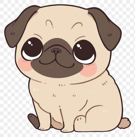 Pug Cartoon Drawing, Cute Pug Drawing, Pug Kawaii, Clay Templates, Pug Drawing, Aesthetic Pngs, Kawaii Png, Camera Png, Pug Cartoon