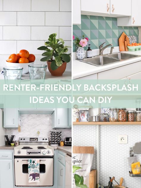 Removable backsplash ideas for renters. There are lots of ways to DIY yourself a better looking kitchen. All the temporary options and resources here!    #Eye-Candy, #Inspiration, #apartment, #rental, #leased space, #temporary, #backsplash, #kitchen-makeover Diy Removable Backsplash, Rent Friendly Backsplash, Alternative To Backsplash, Apartment Backsplash Temporary, Apartment Friendly Backsplash, Diy Apartment Backsplash Rental Kitchen, Temporary Backsplash Rental Kitchen, Backsplash Rental Kitchen, Kitchen Ideas For Renters