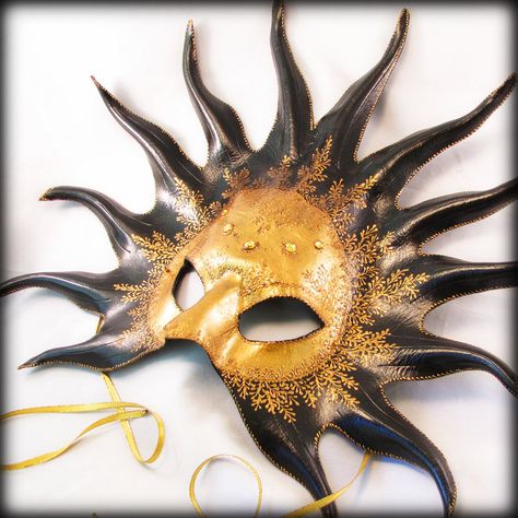 Masquarade Mask, Sun And Moon Costume, Masquerade Ball Masks, Gold Masquerade Mask, Moon Costume, Paper Mache Mask, Dragon Mask, Ball Mask, Sun Rising