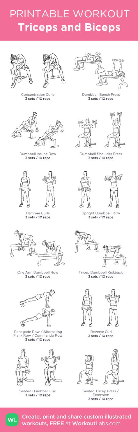 Triceps and Biceps : my custom printable workout by @WorkoutLabs #workoutlabs #customworkout Chest Tris And Bis Workout, Bicep And Tricep Workout Dumbell, Bi And Tri Workout For Women, Bi And Tri Workout, Boot Workout, Tri Workout, Bigger Biceps, Workout Morning, Tuesday Workout