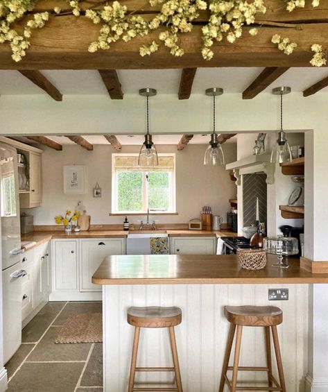 Modern cottage interior design ideas – Style your Sanctuary Modern Cottage Interior Design, Modern Cottage Interior, Kitchen Breakfast Bar Stools, Breakfast Bar Table, Luxury Bar Stools, Cottage Interior Design, Country Cottage Kitchen, Breakfast Bar Stools, Kitchen Stool