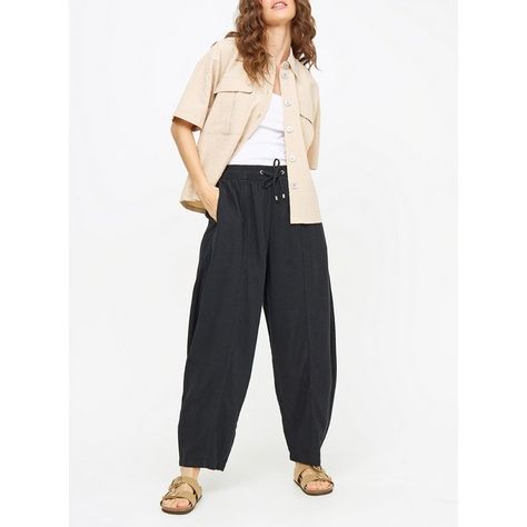 Buy Black Linen-Blend Barrel Leg Trousers 12 | Trousers | Tu Black Linen, Next Day, Same Day Delivery, Linen Blend, Barrel, In Store, Trousers, My Style, How To Wear