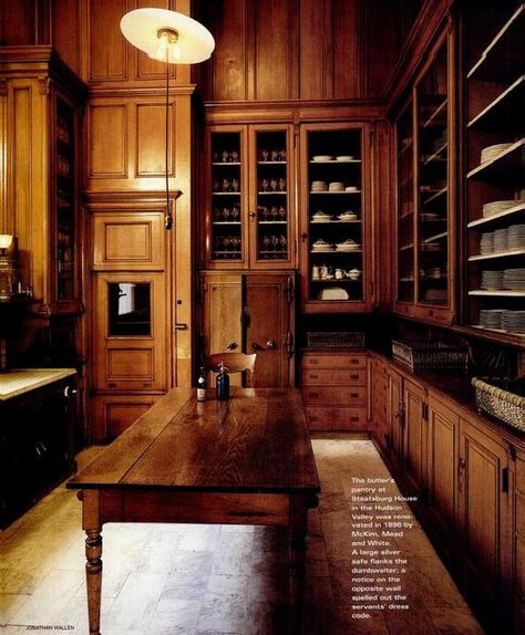 25 Sumptuous Kitchen Pantries – Old, New, Large, Small and Gorgeous! Stanford White, Kitchen Butlers Pantry, White Pantry, Kitchen Plan, Old Fashioned Kitchen, Butler’s Pantry, Victorian Interiors, Victorian Kitchen, Butler Pantry